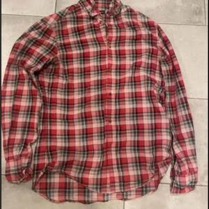 DSQUARED Red and White Plaid Button-Down Shirt